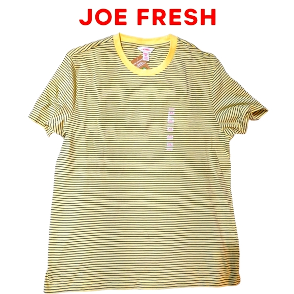 Joe Fresh men's med BNWT yellow with black stripes T shirt - Picture 1 of 9